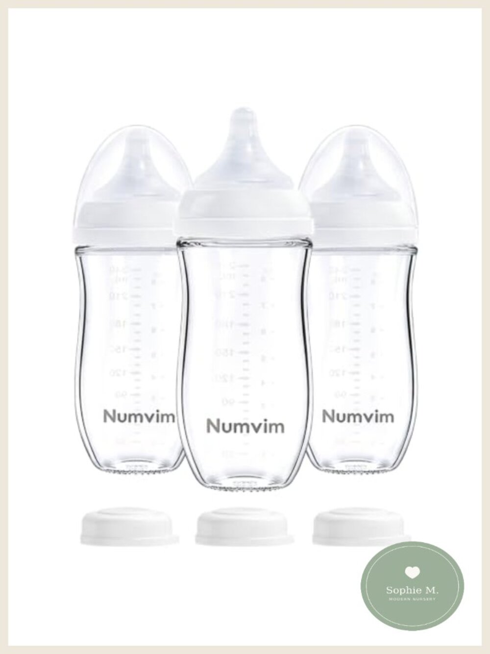 Natural Glass Baby Bottles 8oz Anti-Colic Slow Flow Nipple 3 Pack